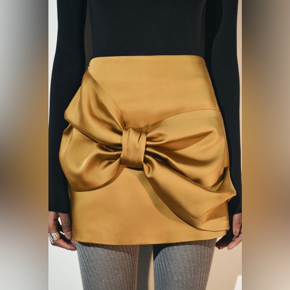 Zara | ZW COLLECTION SATIN BOW SKIRT - Picture 2 of 16